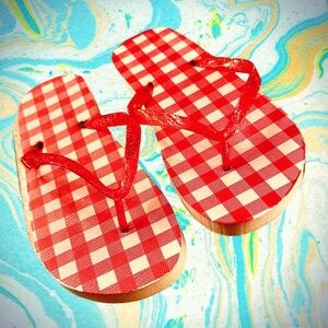 Red Checkered Flip Flops